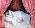Desnudo detrás de cortinas rojas Mujeres impresionistas Frederick Carl Frieseke